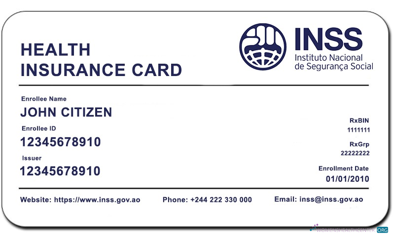 Download Angola INSS health insurance card Photoshop template